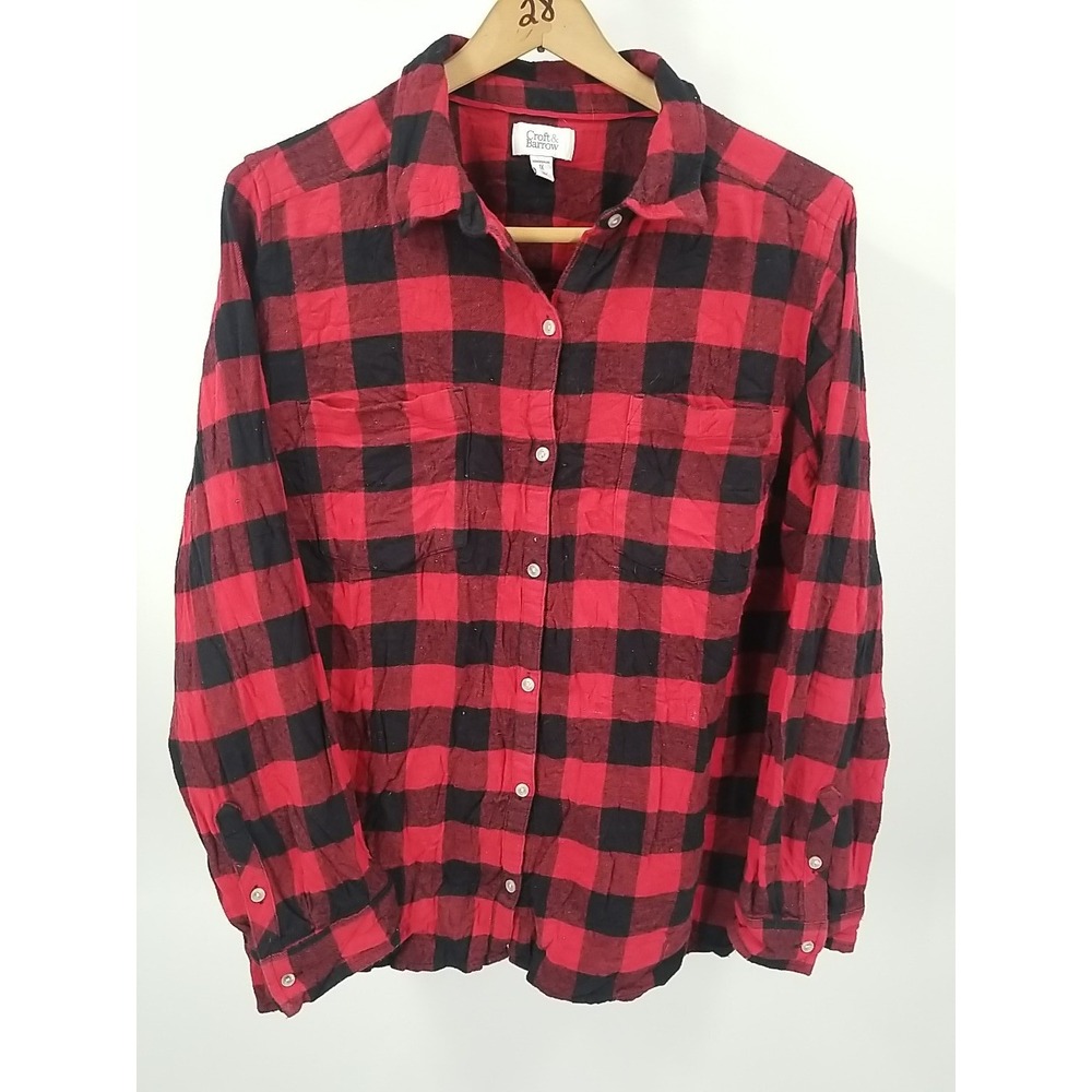 Croft And Barrow Womens 1X Long Sleeve Button Up Flannel Plaid Shirt - Picture 3 of 6
